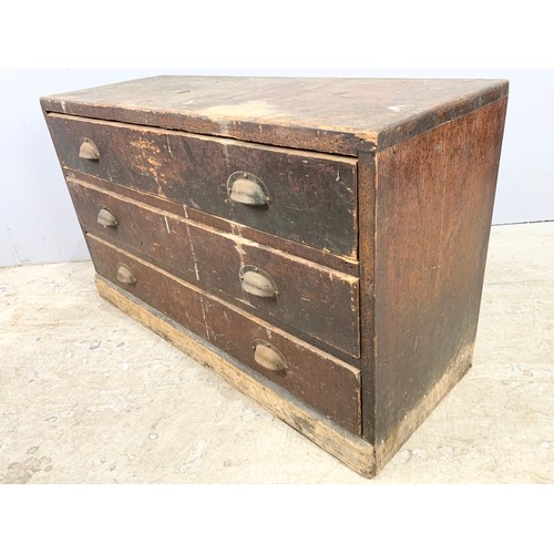 600 - LOW WORKSHOP CHEST OF 3 FITTED DRAWERS WIDTH 96cm