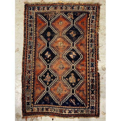 736 - 3 VINTAGE RUGS LARGEST 140cm x 95cm