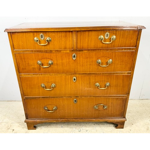 604 - MAHOGANY CHEST OF 2 OVER 3 GRADUATED DRAWERS  ON BRACKET FEET WIDTH 96cm