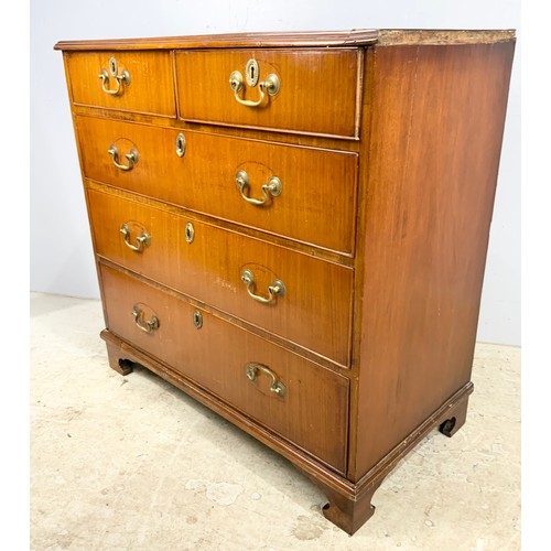 604 - MAHOGANY CHEST OF 2 OVER 3 GRADUATED DRAWERS  ON BRACKET FEET WIDTH 96cm