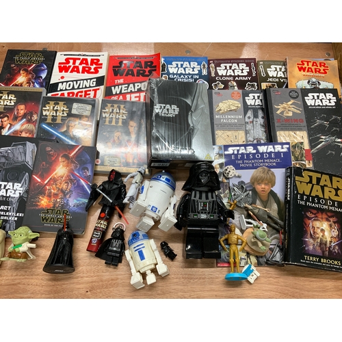 72 - STAR WARS, VARIOUS SMALLER FIGURES, BOOKS, DVD’S ETC