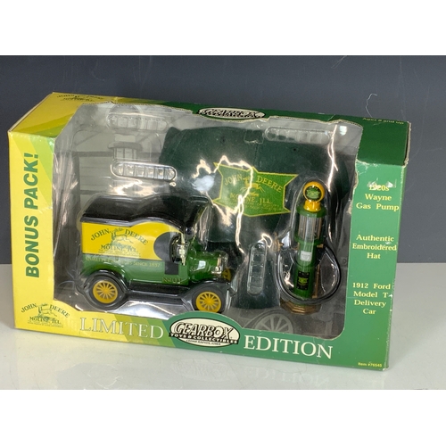 188 - GEARBOX TOYS & COLLECTIBLES, BOXED JOHN DEERE 1920’S WAYNE GAS PUMP & 1912 FORD MODEL T DELIVERY CAR... 