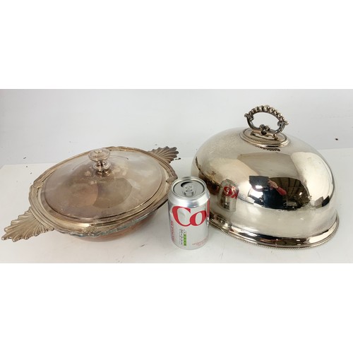 313 - GOOD QUALITY CHRISTOFLE FRANCE SILVER PLATED TUREEN WITH A ANTIQUE SILVER PLATED MEAT DOME