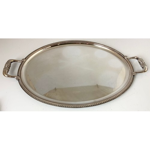 314 - GOOD QUALITY CHRISTOFLE FRANCE LARGE TWO HANDLED SILVER PLATED OVAL TRAY WIDTH 64cm