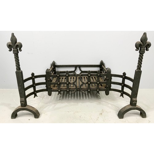 349 - GOOD QUALITY BLACKSMITH MADE FIRE GRATE WIDTH 95cm , DEPTH 50cm