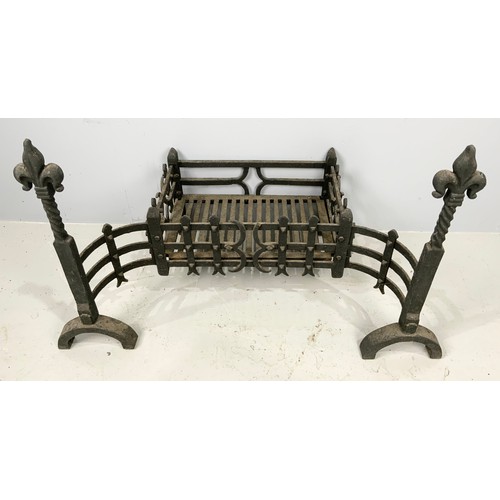 349 - GOOD QUALITY BLACKSMITH MADE FIRE GRATE WIDTH 95cm , DEPTH 50cm