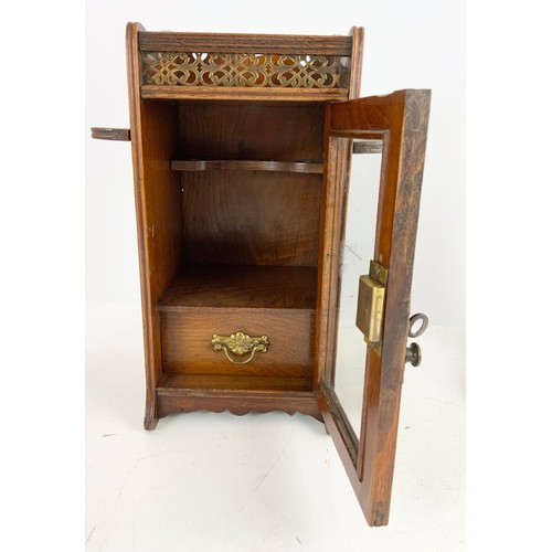 352 - SMALL MAHOGANY OCCASIONAL TABLE, SMOKERS CABINET AND A BLACK FOREST CARVED MATCH HOLDER