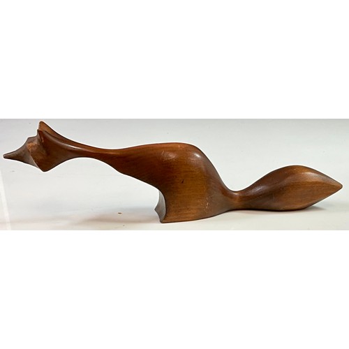 354 - ALAN MIDDLETON WALNUT BIRD STUDY, CANADIAN 15CM HEIGHT AND A TEAK FOX  AGAIN CANADIAN BUT SIGNATURE ... 