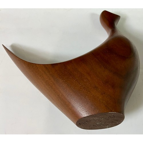 354 - ALAN MIDDLETON WALNUT BIRD STUDY, CANADIAN 15CM HEIGHT AND A TEAK FOX  AGAIN CANADIAN BUT SIGNATURE ... 