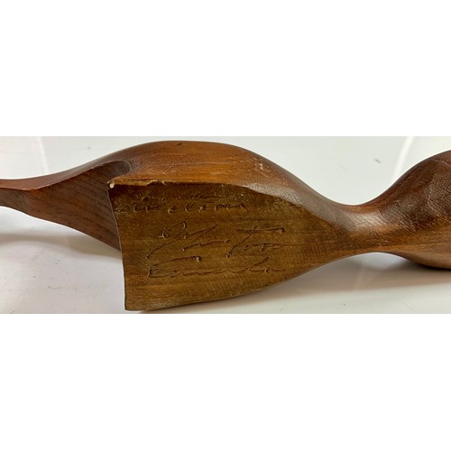 354 - ALAN MIDDLETON WALNUT BIRD STUDY, CANADIAN 15CM HEIGHT AND A TEAK FOX  AGAIN CANADIAN BUT SIGNATURE ... 