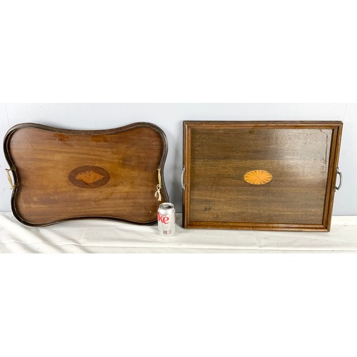 356 - 2 GOOD QUALITY INLAID GALLERY TRAYS