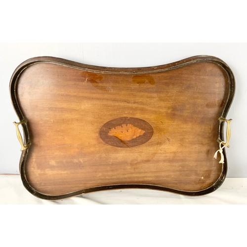 356 - 2 GOOD QUALITY INLAID GALLERY TRAYS