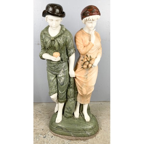 359 - LARGE MARBLE SCULPTURE MODELLED AS A PAIR OF FIGURES