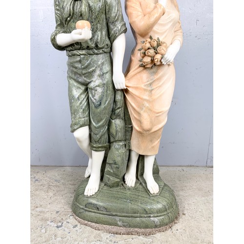 359 - LARGE MARBLE SCULPTURE MODELLED AS A PAIR OF FIGURES