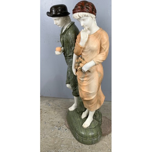 359 - LARGE MARBLE SCULPTURE MODELLED AS A PAIR OF FIGURES