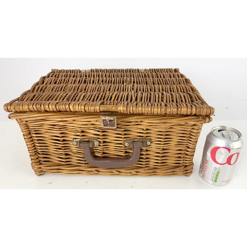 372 - TWO  WOVEN HAMPER BASKETS LARGEST 59cm x 41cm x 27cm