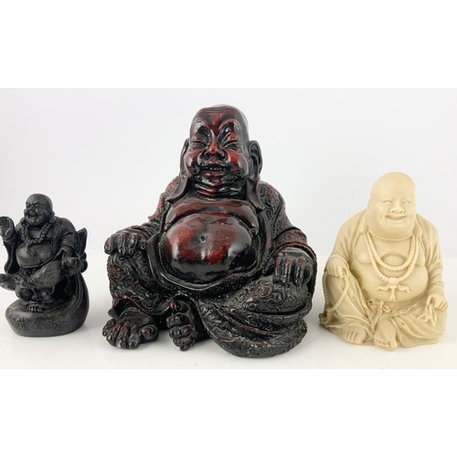 380 - LARGE BUDHA MODEL 25cm TALL WITH OTHER ORIENTAL MODELS