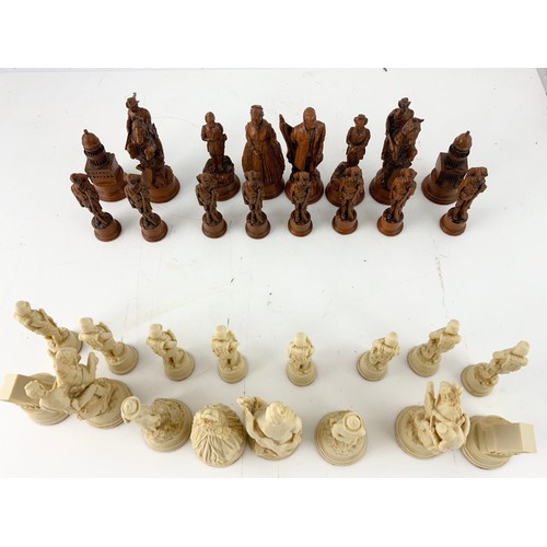 383 - BOXED MASCOT AMERICAN CIVIL WAR CHESS SET  DESIGNED BY GEORGE PITMAN -HOOKER KING  15.5cm WITH CERTI