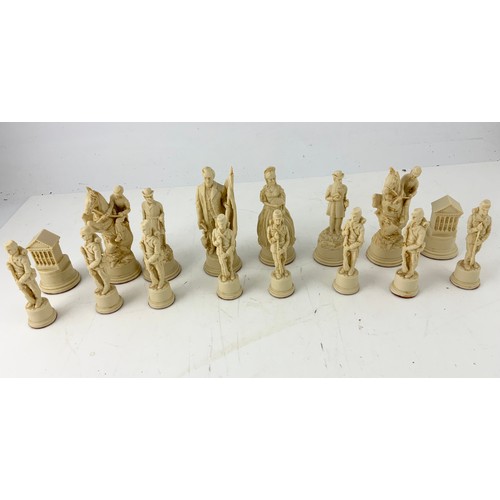 383 - BOXED MASCOT AMERICAN CIVIL WAR CHESS SET  DESIGNED BY GEORGE PITMAN -HOOKER KING  15.5cm WITH CERTI