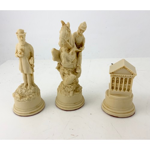 383 - BOXED MASCOT AMERICAN CIVIL WAR CHESS SET  DESIGNED BY GEORGE PITMAN -HOOKER KING  15.5cm WITH CERTI