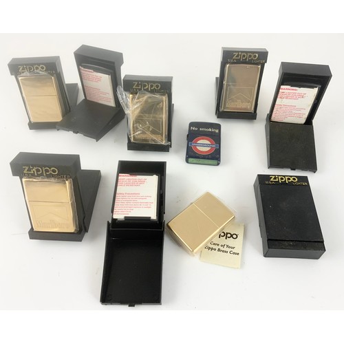 387 - 8 BOXED ZIPPO MARLBORO LIGHTERS WITH A ZIPPO NO SMOKING UNDERGROUND LIGHTER