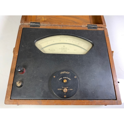 389 - A CASED UNIPIVOT MICROAMPS METER CAMBRIDGE INSTRUMENT CO. REF 4096, PLUS A CASED WESTON MODEL3340 MI... 