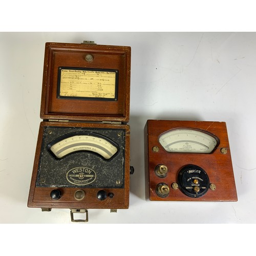 389 - A CASED UNIPIVOT MICROAMPS METER CAMBRIDGE INSTRUMENT CO. REF 4096, PLUS A CASED WESTON MODEL3340 MI... 