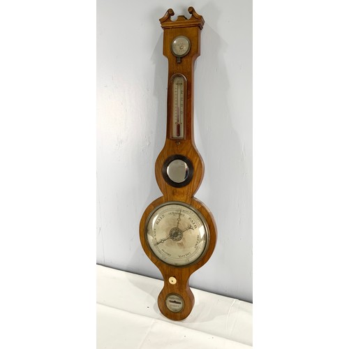 392 - MAHOGANY BANJO / WHEEL BAROMETER 96cm