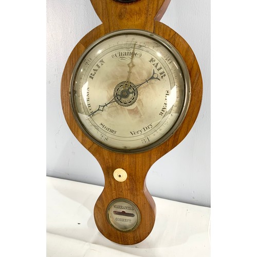 392 - MAHOGANY BANJO / WHEEL BAROMETER 96cm