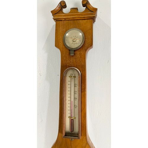 392 - MAHOGANY BANJO / WHEEL BAROMETER 96cm