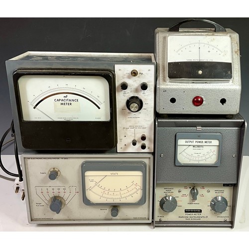 409 - VINTAGE ELECTRONICS TESTING EQUIPMENT TO INCLUDE A CAPACITANCE METER, A MILLIVOLTMETER, A MARCONI PO... 