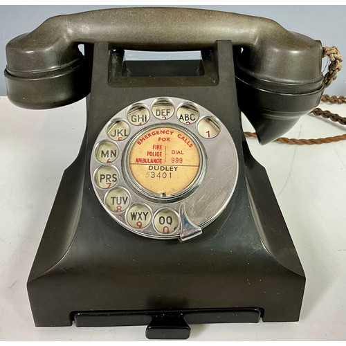 414 - VINTAGE GPO BAKELITE TELEPHONE WITH DRAWER AND ORIGINAL CABLE