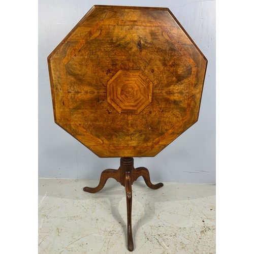 699 - OCTAGONAL  TILT TOP PEDESTAL OCCASIONAL TABLE ON TRIPOD BASE WIDTH 73cm