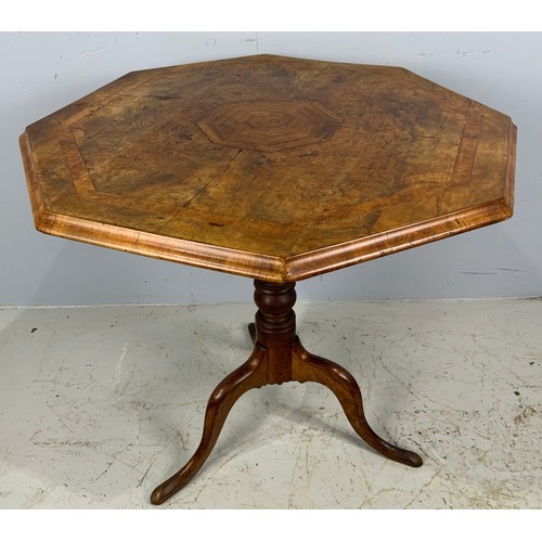 699 - OCTAGONAL  TILT TOP PEDESTAL OCCASIONAL TABLE ON TRIPOD BASE WIDTH 73cm