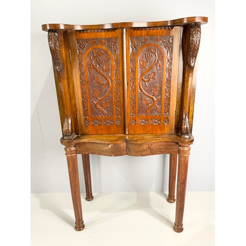 712 - 19TH CENTURY BUTTERFLY COLLECTORS CABINET WITH 2 INTRICATELY CARVED DOORS  &   SEVERN FITTED GLASS T... 