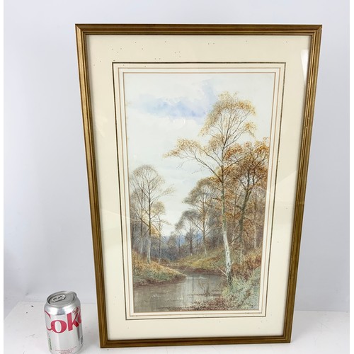 16 - OIL ON CANVAS DEPICTING A DUNE SCENE WITH A WOODLAND WATERCOLOUR SIGNED VALLAN