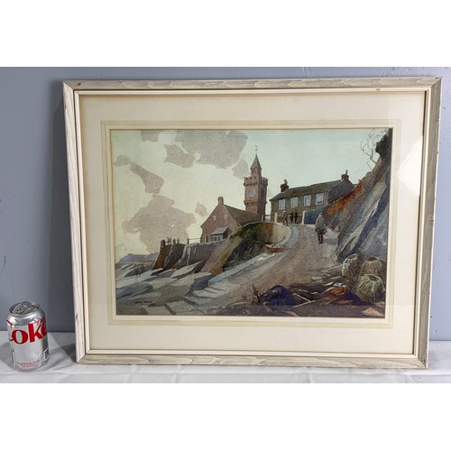 14 - JOHN MACE WATERCOLOUR DEPICTING A SEASIDE TOWN