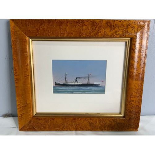 21 - PR. WATERCOLOURS DEPICTING SS. PENWITH IN BIRDS EYE MAPLE FRAMES