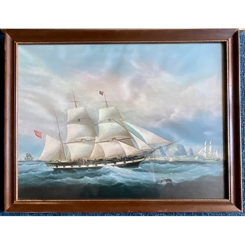 26 - COLLECTION OF THREE FRAMED PAINTINGS OF SHIPS, AN OIL BY TERRY BURKE, AN INDISTINCTLY SIGNED WATERCO... 