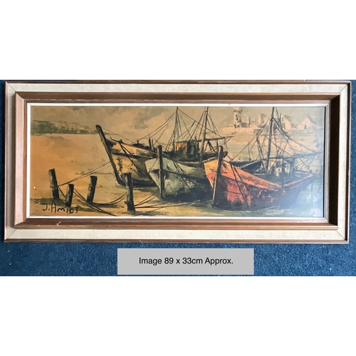 28 - 3 SAILING PICTURES - J.AMIOT FRAMED PRINT ON BOARD C.1960'S, MONTAGUE DAWSON 'A WINNING JACK' FRAMED... 