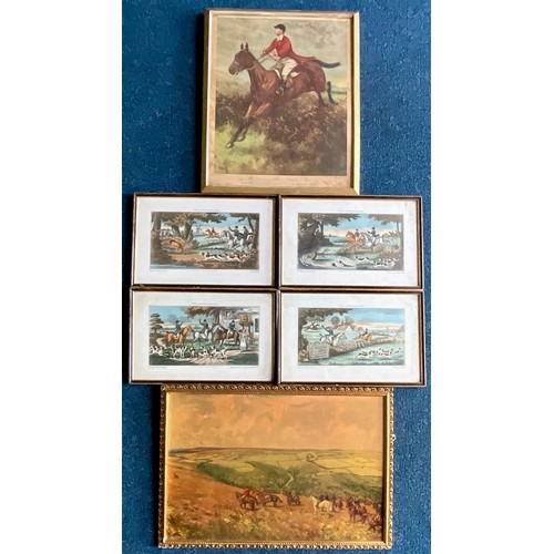 36 - HUNTING RELATED SCENES AND 19TH CENTURY COLOURED ENGRAVINGS AFTER WOLSTENHOLME