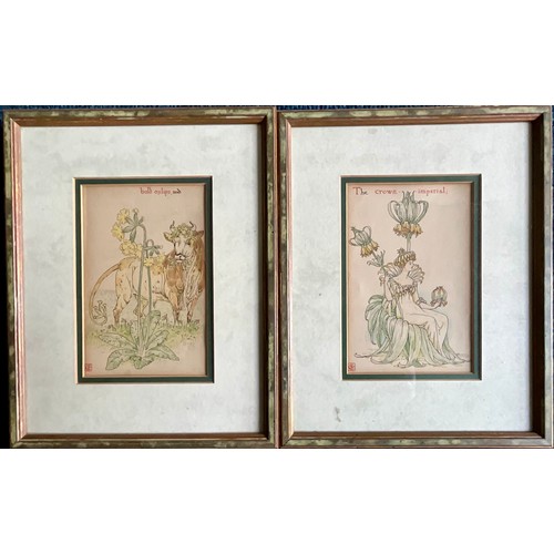 46 - A PAIR OF FRAMED ANDRE ELLIS ARTIST PROOFS, A PAIR OF WALTER CRANE LITHOGRAPHS AND A WES DUCOURTIOUX... 