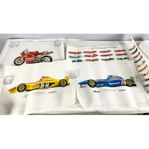 60 - QUANTITY OF MOTOR RACING POSTERS & AIRPLANE PRINTS ETC