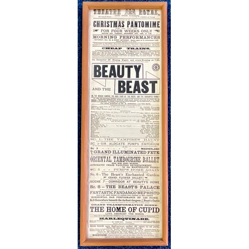 61 - A FRAMED THEATRE ROYAL WORCESTER POSTER ADVERTISING CHRISTMAS PANTOMINE 'BEAUTY AND THE BEAST' CIRCA... 