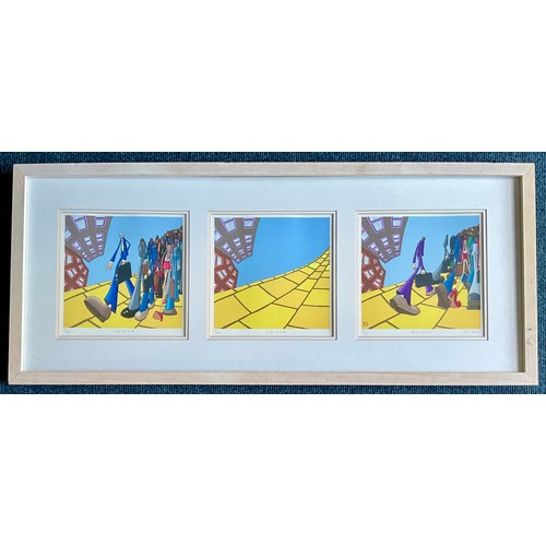 54 - DYLAN IZAAK (B 1971) SIGNED LIMITED EDITION TRIPTYCH, ‘NINE TO FIVE’ 27/250, EACH APPROX. 24 X 23 cm