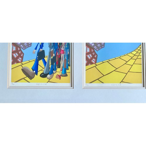 54 - DYLAN IZAAK (B 1971) SIGNED LIMITED EDITION TRIPTYCH, ‘NINE TO FIVE’ 27/250, EACH APPROX. 24 X 23 cm