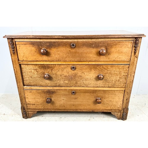 729 - MAHOGANY CHEST OF THREE LONG DRAWERS