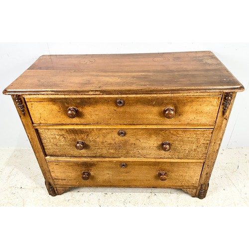 729 - MAHOGANY CHEST OF THREE LONG DRAWERS