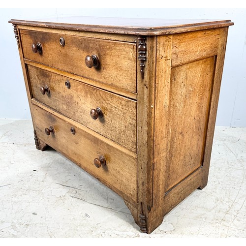 729 - MAHOGANY CHEST OF THREE LONG DRAWERS