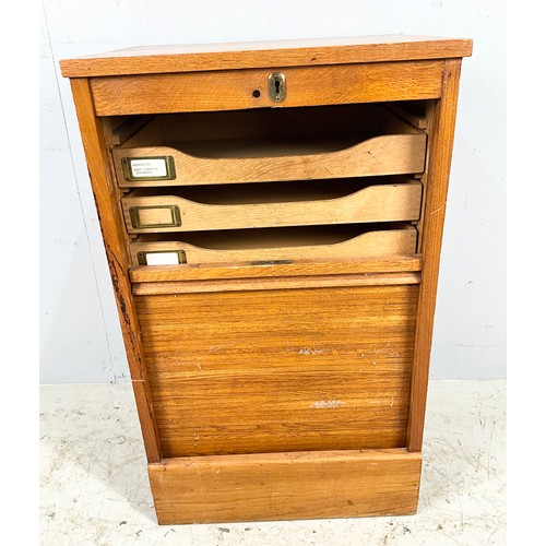 727 - OAK TAMBOUR FRONT CABINET A/F WIDTH 47cm. 77cm TALL